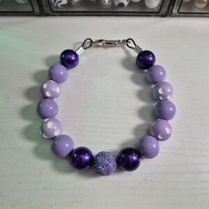 Handmade Purple Beaded Dog Puppy Collar Necklace Jewelry Durable Acrylic 15"